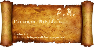 Piringer Miklós névjegykártya